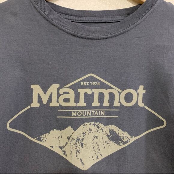MARMOT T-SHIRT MENS MEDIUM GRAY  MOUNTAIN GRAPHIC 100% ORGANIC COTTON. - Picture 3 of 9